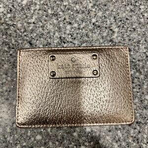 Kate Spade New York Rose Gold Metallic Pebbled Leather Card Holder Wallet